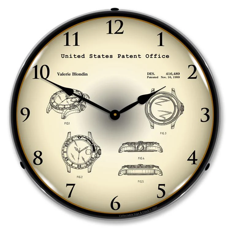 Collectable Sign and Clock - Rolex Diving Watch 1999 Patent Clock