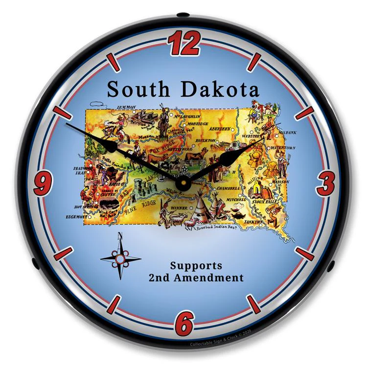 Collectable Sign and Clock - South Dakota Supports the 2nd Amendment Clock