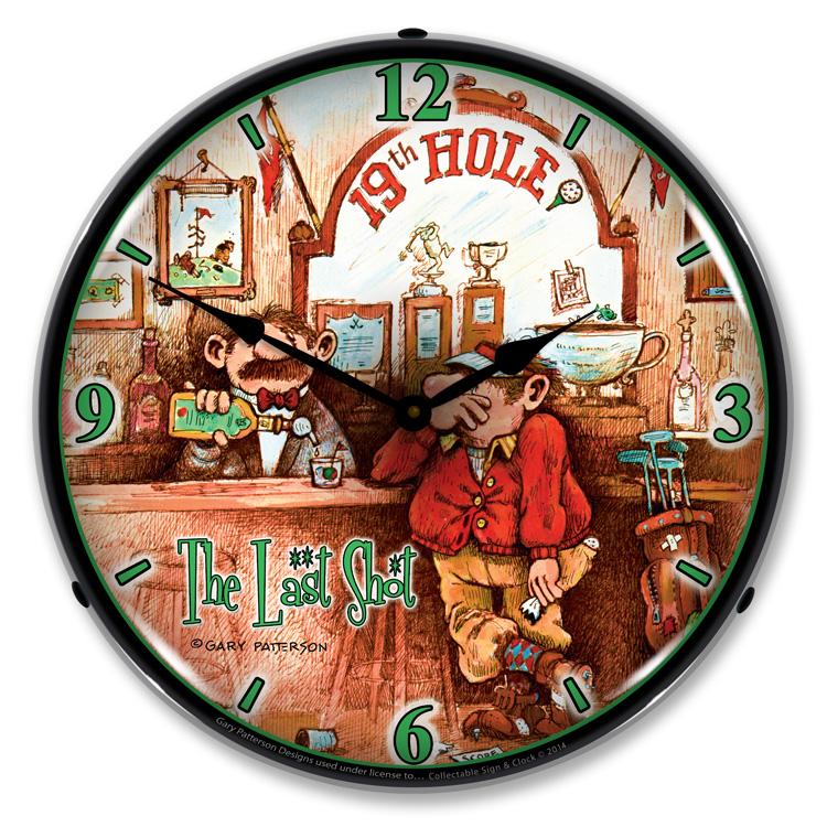 Collectable Sign and Clock - The Last Shot 19th Hole Clock