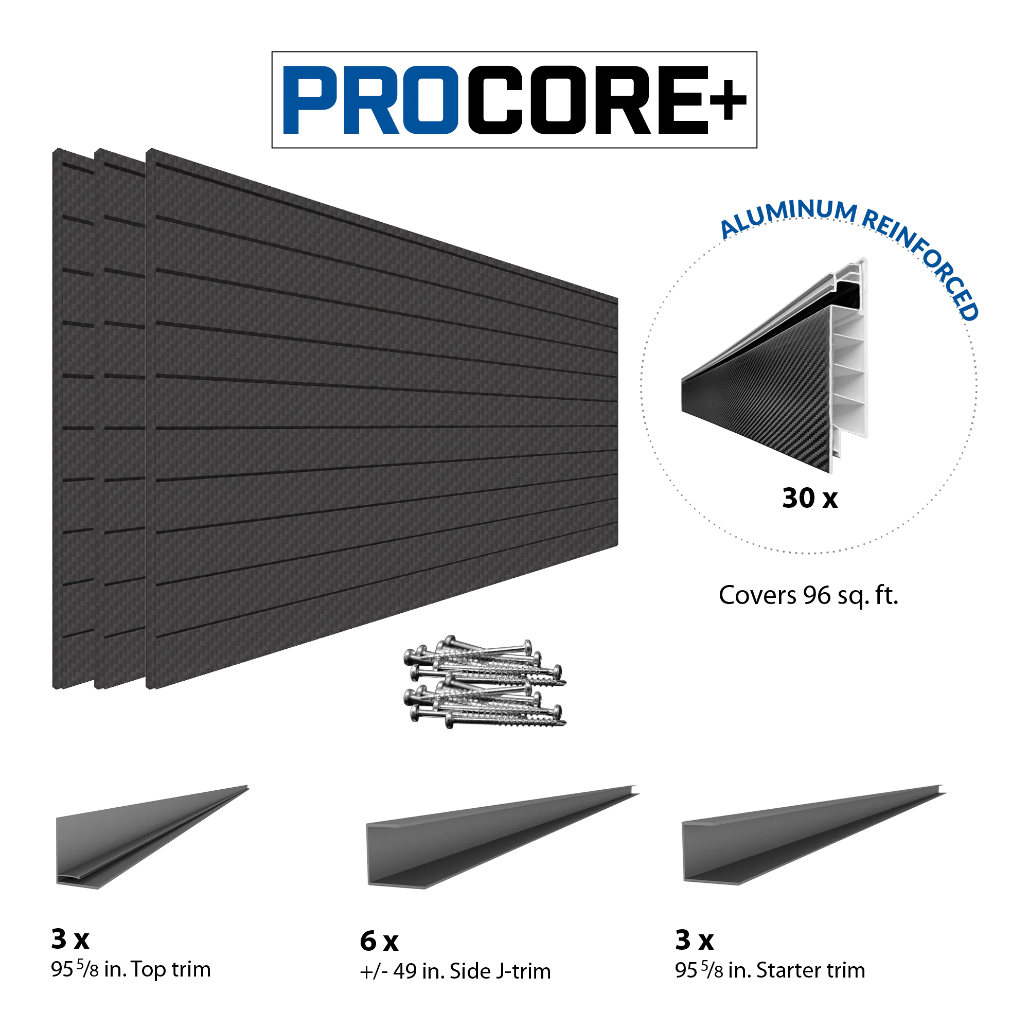 Proslat 8 ft. x 4 ft. PROCORE+ Carbon Fiber PVC Slatwall - 3 Pack 96 sq ft - Image 8