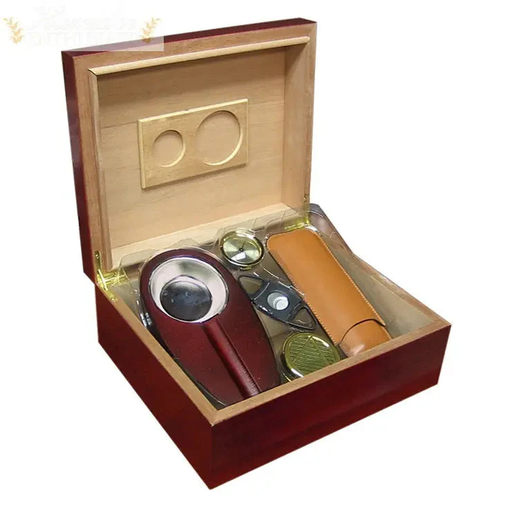 Prestige Import Group Diplomat Cherry Desktop Cedar-Lined Cigar Humidor Gift Set - Image 2