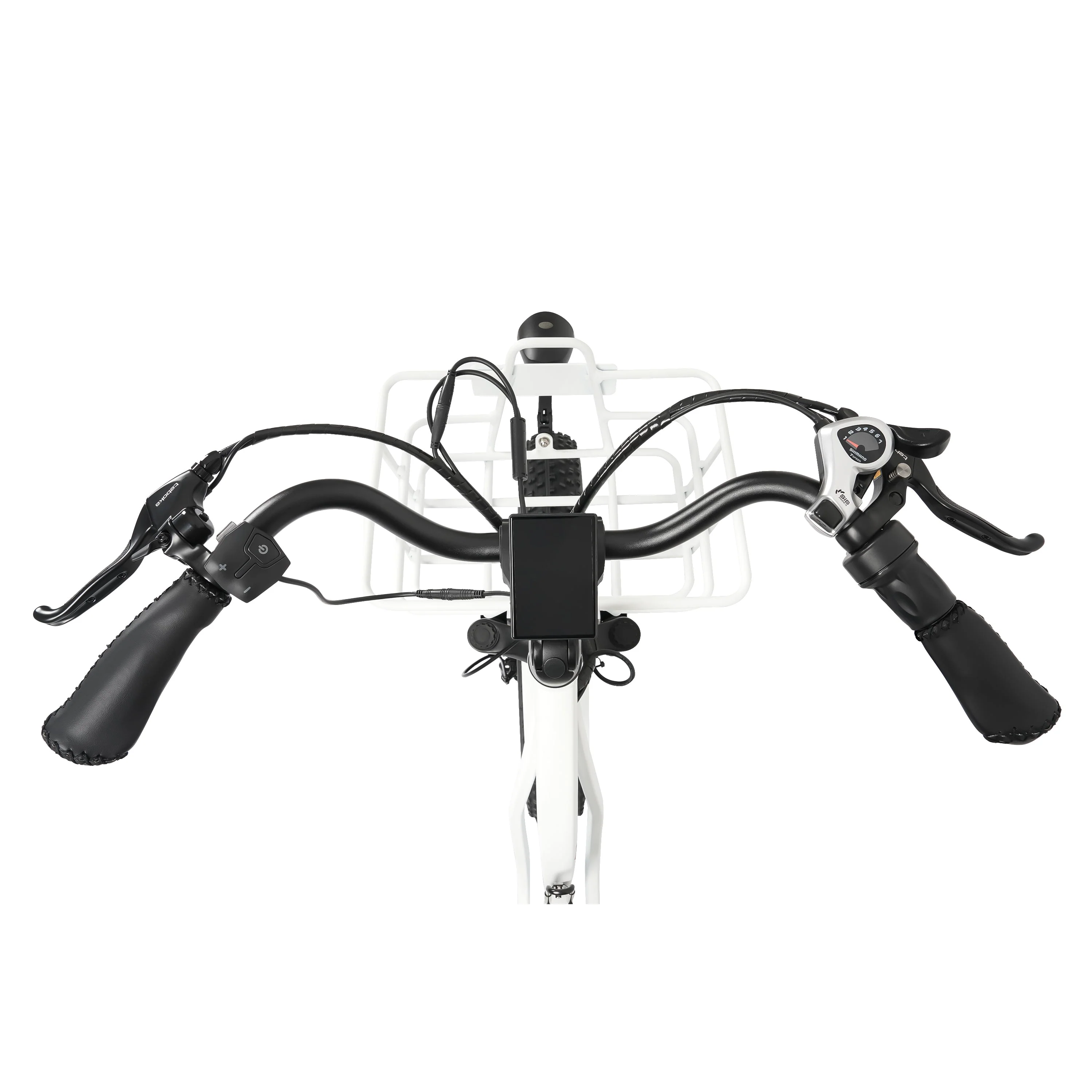 Ecotric 48V 24"x4.0 Front 20"x4.0 Rear Tires Tricycle electric bike with Front Basket + Rear Rack White - Image 11