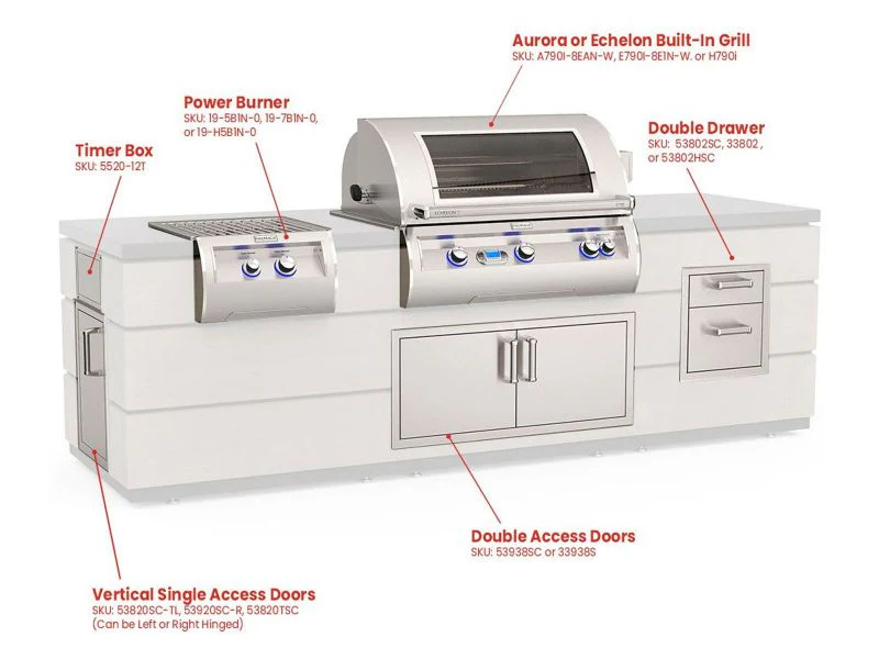 Fire Magic 9-Foot GFRC BBQ Island System with Double Drawers - Image 3