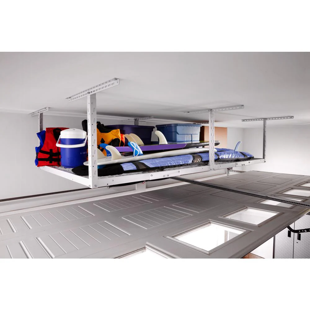 GearLoft 48 in. W x 23 in. - 37 in. H x 96 in. L Overhead Garage Storage Rack in Hammered White - Image 5