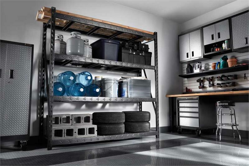 GLADIATOR 90" X 90" HEAVY DUTY MEGA RACK WITH FOUR ADJUSTABLE SHELVES - Image 5