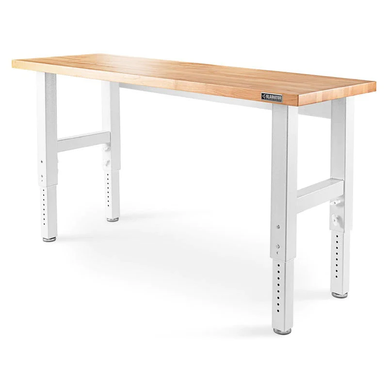 GLADIATOR PREMIER WHITE 6 FT ADJUSTABLE HEIGHT HARDWOOD WORKBENCH - Image 2