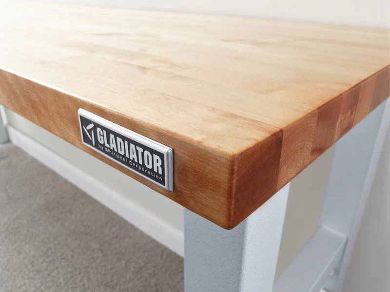GLADIATOR PREMIER WHITE 6 FT ADJUSTABLE HEIGHT HARDWOOD WORKBENCH - Image 3