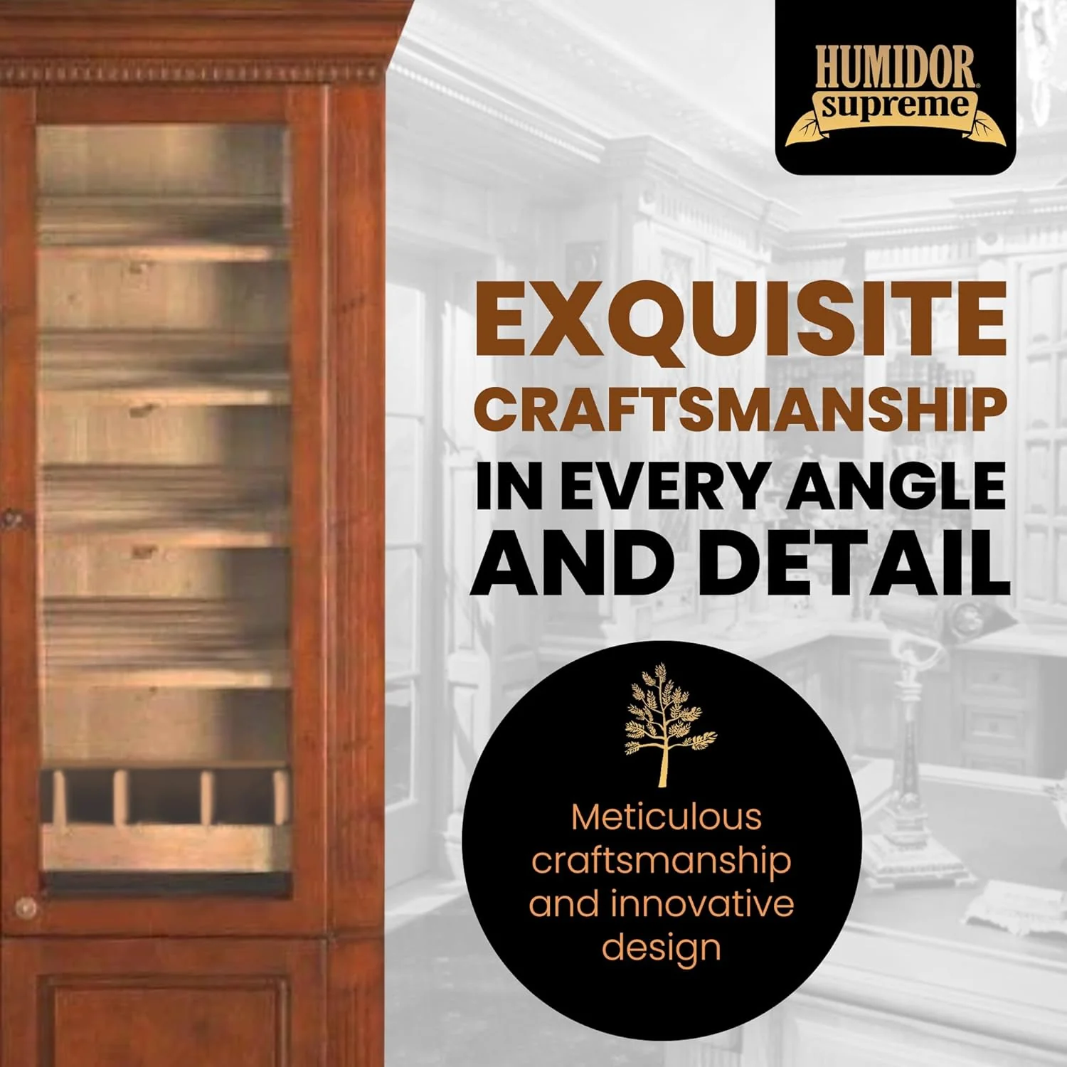 Humidor Supreme Commercial Humidor Cabinet Walnut Finish 5000 Cigar Capacity - Image 4
