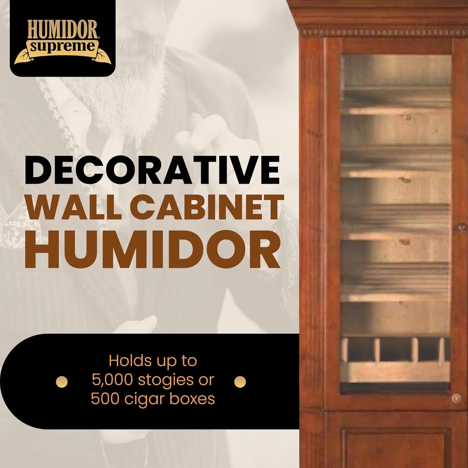 Humidor Supreme Commercial Humidor Cabinet Walnut Finish 5000 Cigar Capacity - Image 5