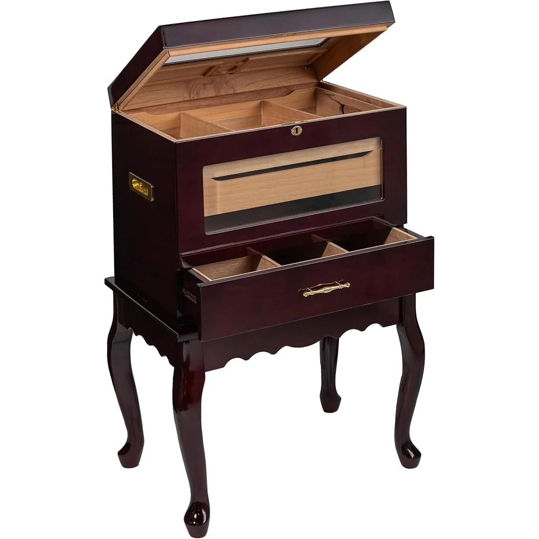 Humidor Supreme Geneve Rosewood Burl End Table Humidor 500 Cigars - Image 2