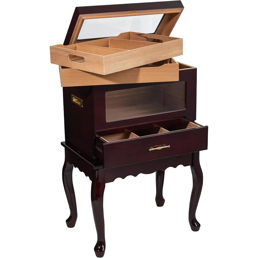 Humidor Supreme Geneve Rosewood Burl End Table Humidor 500 Cigars - Image 3