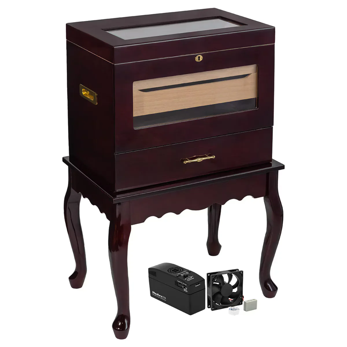 Humidor Supreme Geneve Rosewood Burl End Table Humidor 500 Cigars - Image 7