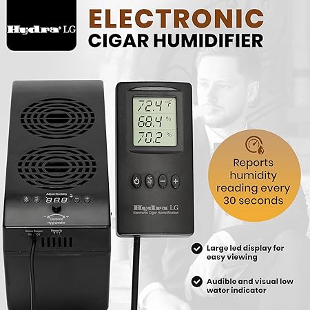 Humidor Supreme Hydra Large Black Electronic Cigar Humidifier Unit - Image 3