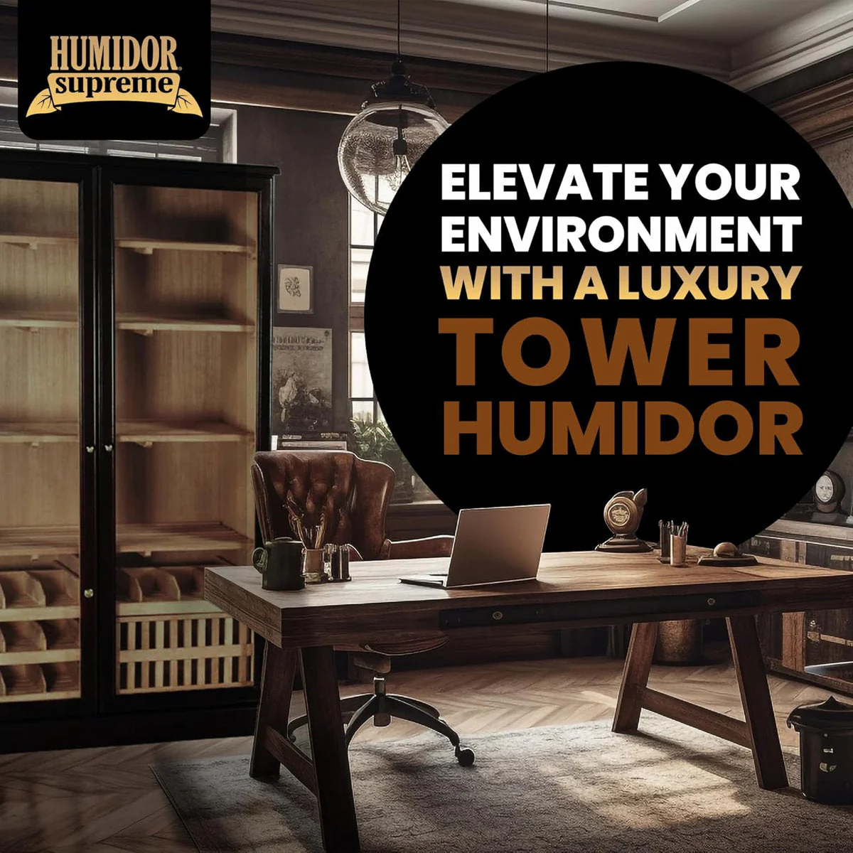 Humidor Supreme Mahogany Commercial Humidor Cabinet 4,000 Cigar Capacity - Image 4
