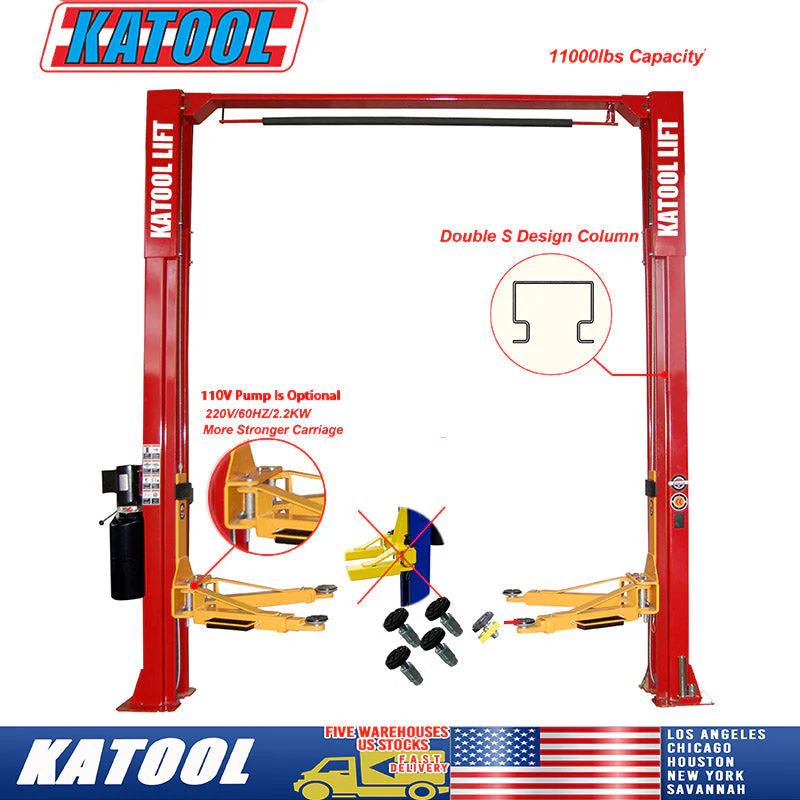 Katool KT-M110 11,000 lb Two-Post Clear-Floor Car Lift - Image 5