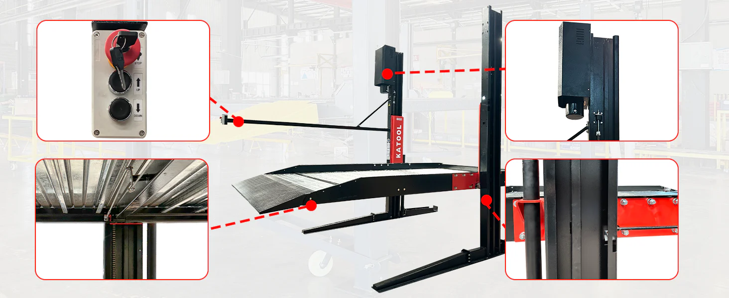 Katool KT-P2700 6600 lbs Two Post Floor Plate Car Parking Lift - Image 13