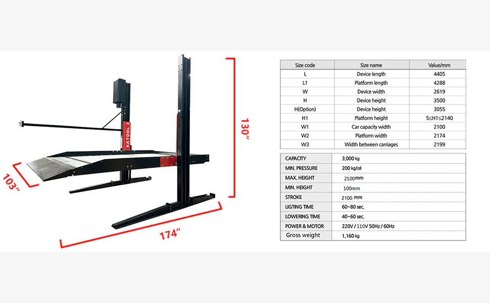Katool KT-P2700 6600 lbs Two Post Floor Plate Car Parking Lift - Image 17