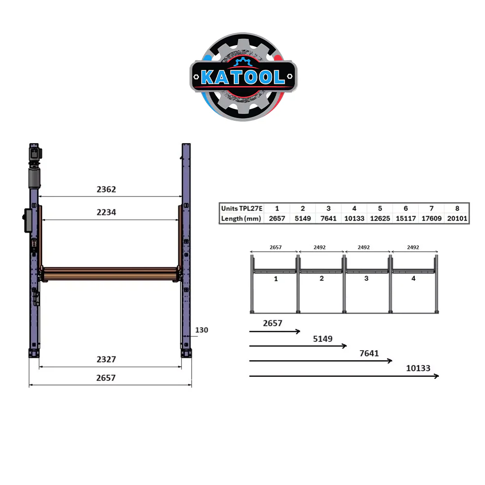 Katool KT-P2700 6600 lbs Two Post Floor Plate Car Parking Lift - Image 22