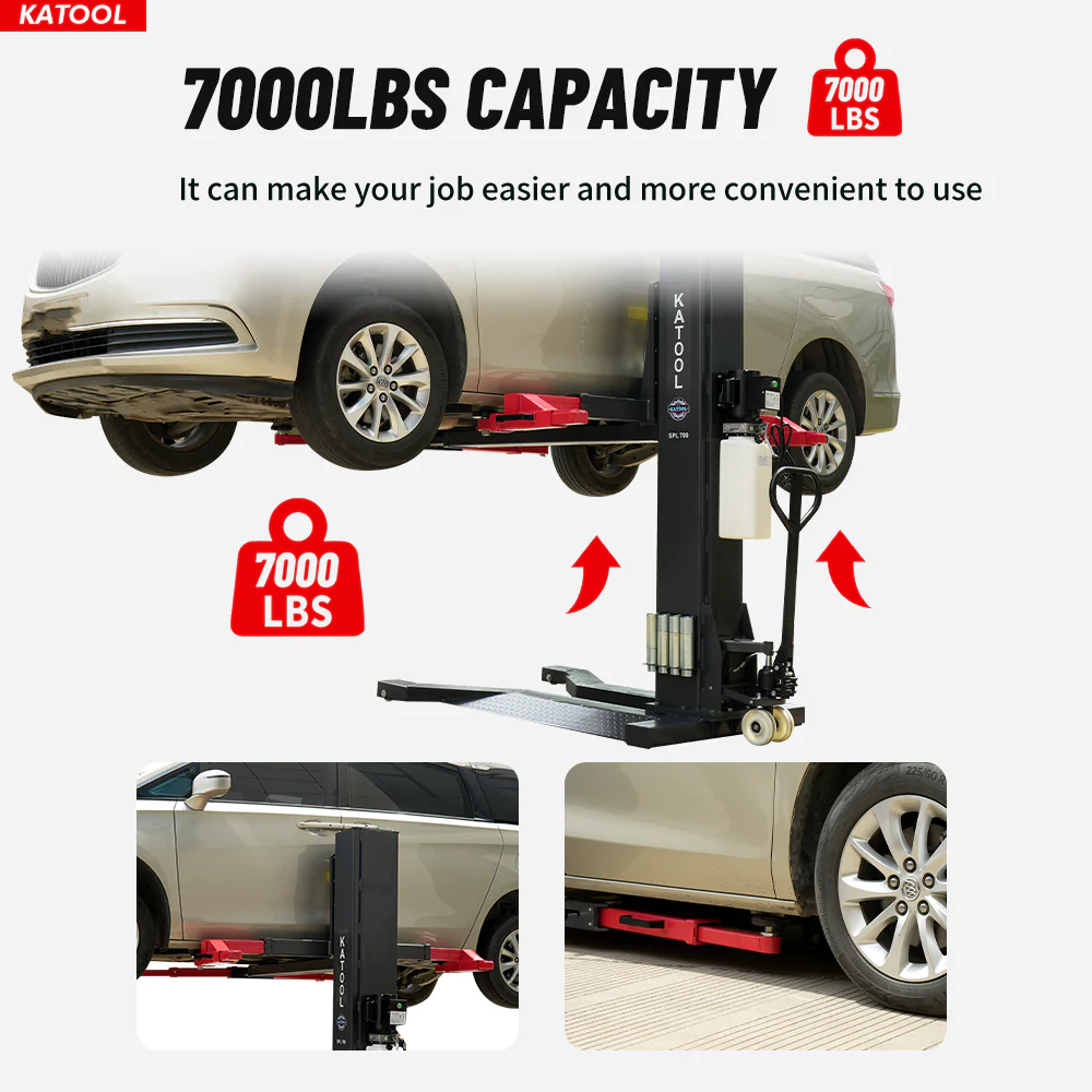 Katool KT-SPL700 7,000 lb Portable Single-Post Vehicle Lift 110V Hydraulic - Image 2