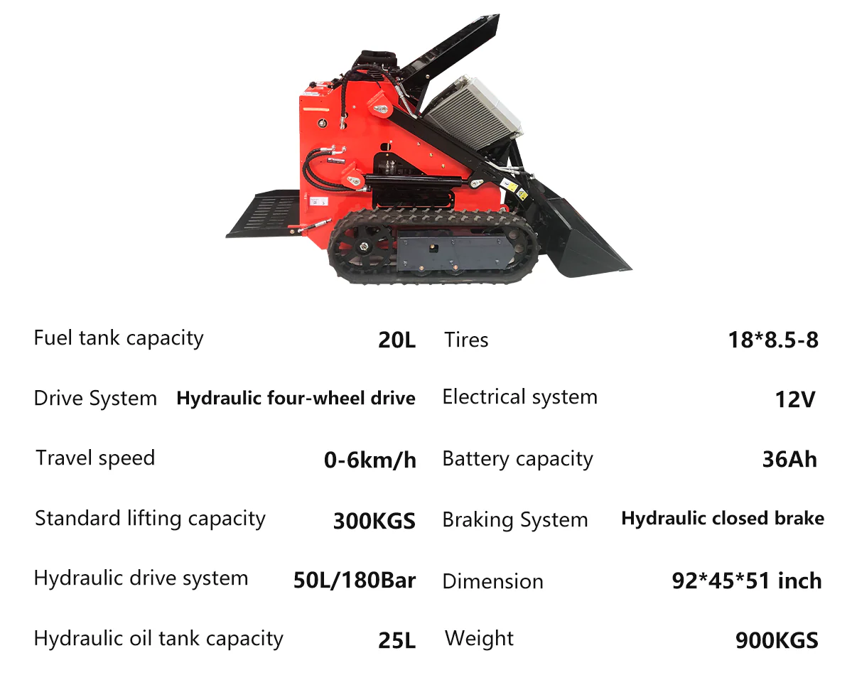 Katool KT-SK28W New Mini Skid Steer Track Loader 23 HP Lifting Capacity 837LBS - Image 12