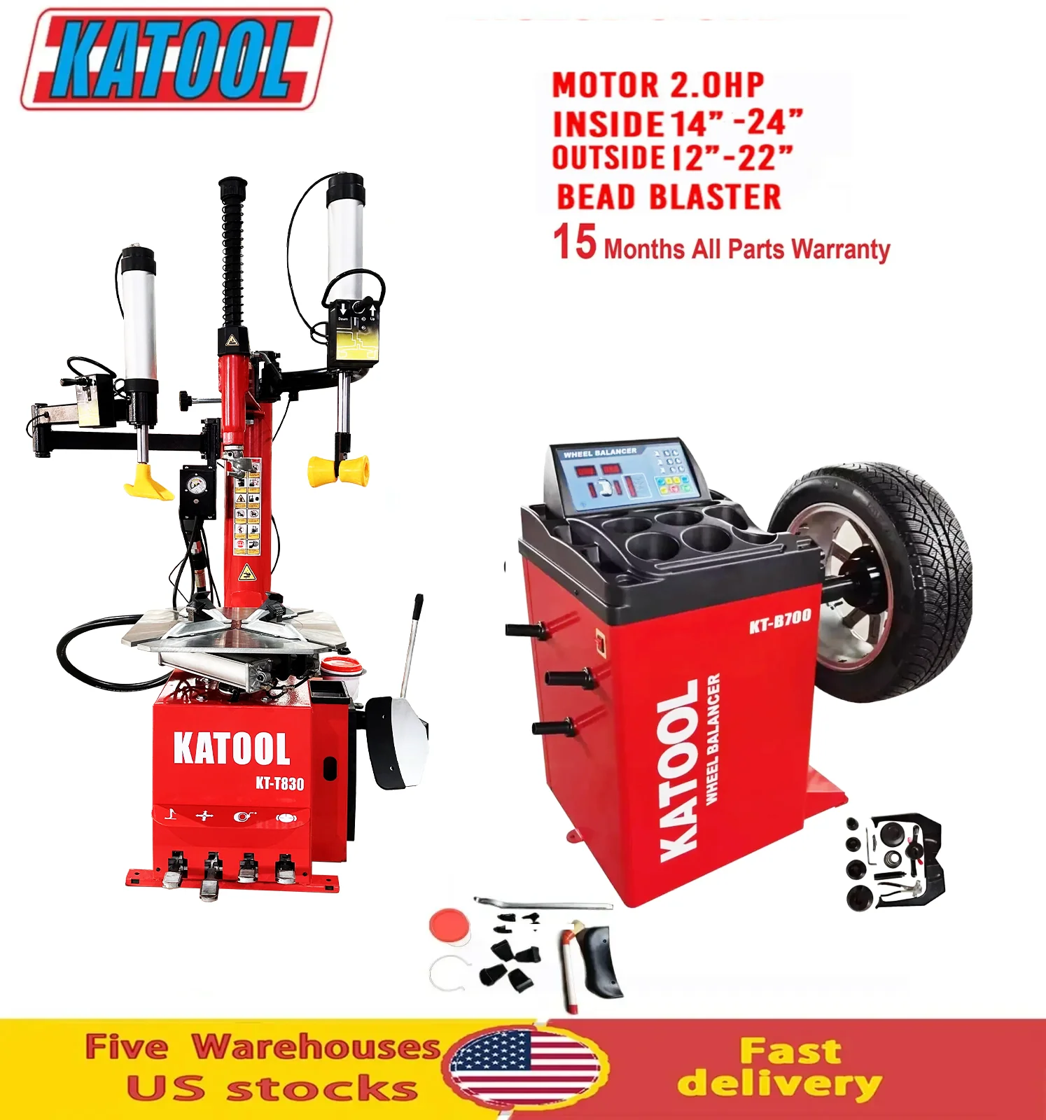 Katool KT-T830 Tire Changer and KT-B700 Wheel Balancer Combo - Image 2