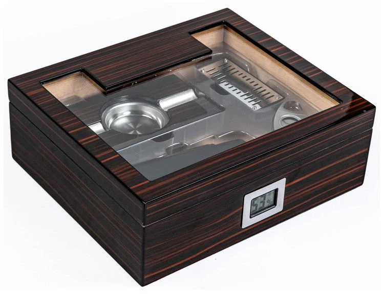 Prestige Import Group Kensington 75‑Count Glass Top Desktop Humidor Gift Set with Accessories - Image 3