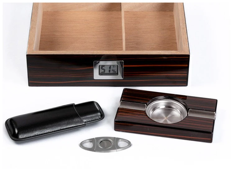 Prestige Import Group Kensington 75‑Count Glass Top Desktop Humidor Gift Set with Accessories - Image 6