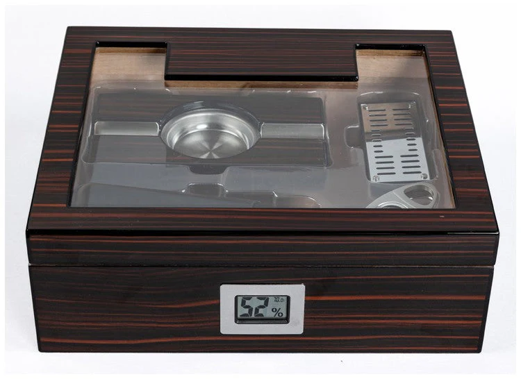 Prestige Import Group Kensington 75‑Count Glass Top Desktop Humidor Gift Set with Accessories - Image 7