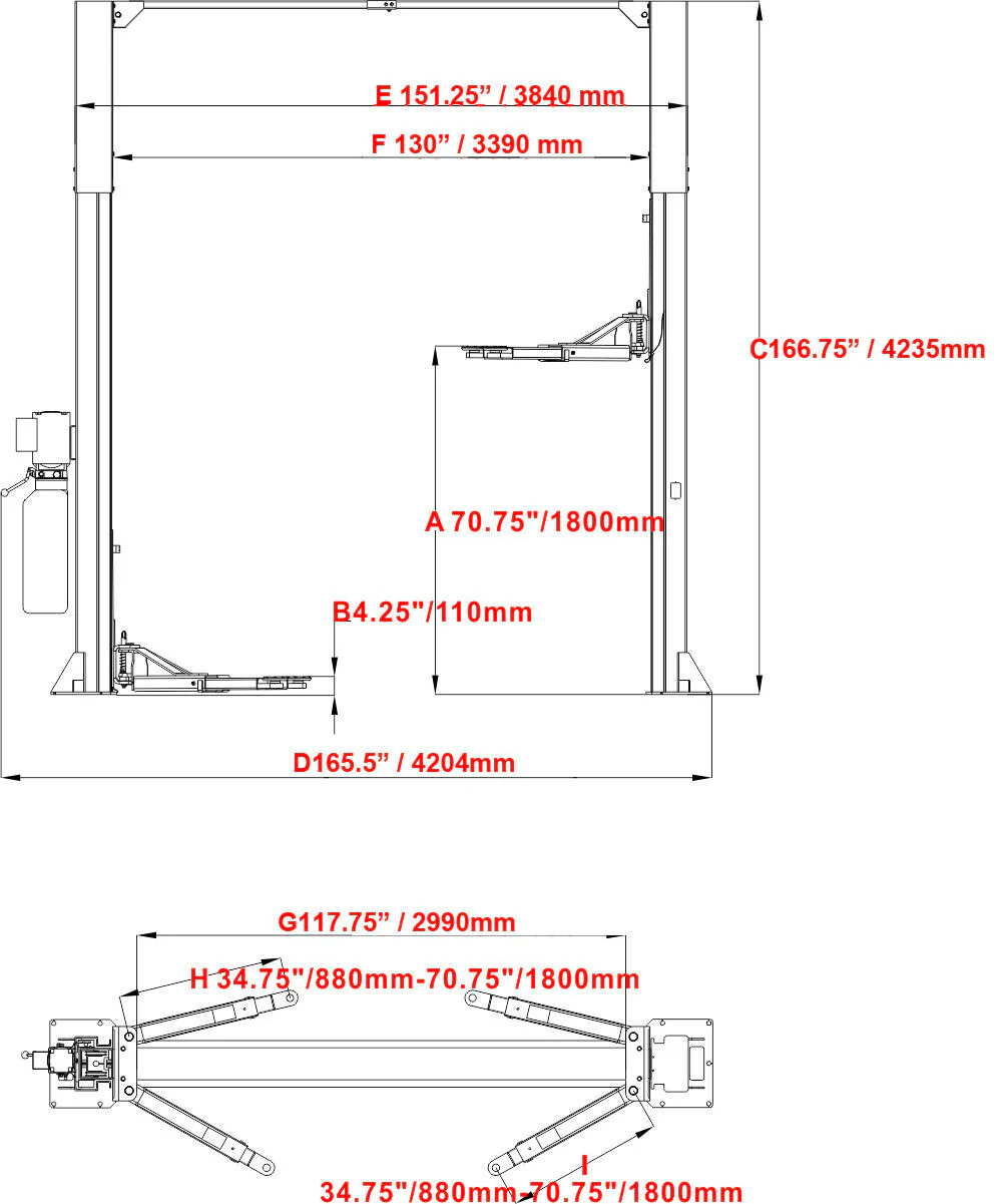 Katool KT-M120 12,000 lb Two-Post Clear-Floor Vehicle Lift Heavy Duty - Image 5