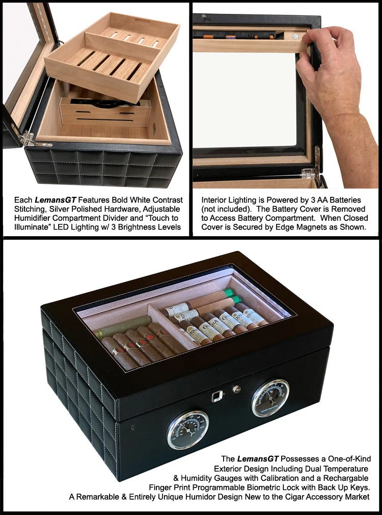 Prestige Import Group LemansGT 120-Count Biometric Fingerprint Humidor with LED Lighting - Image 2