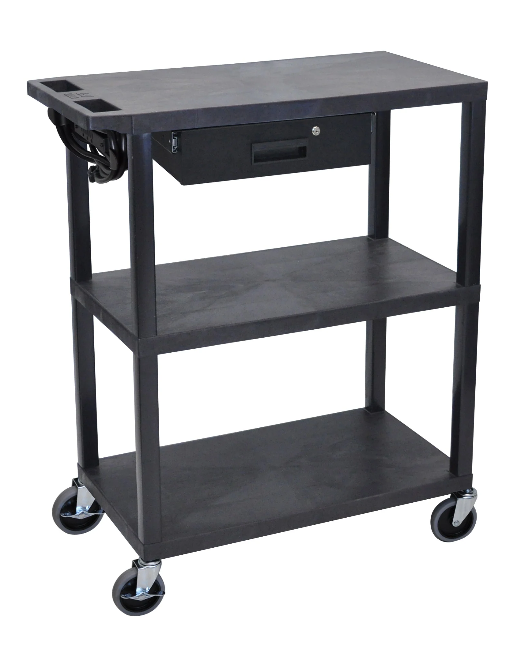 Luxor 3 Flat Shelves &amp; Drawer &amp; Electric Black Presentation Station