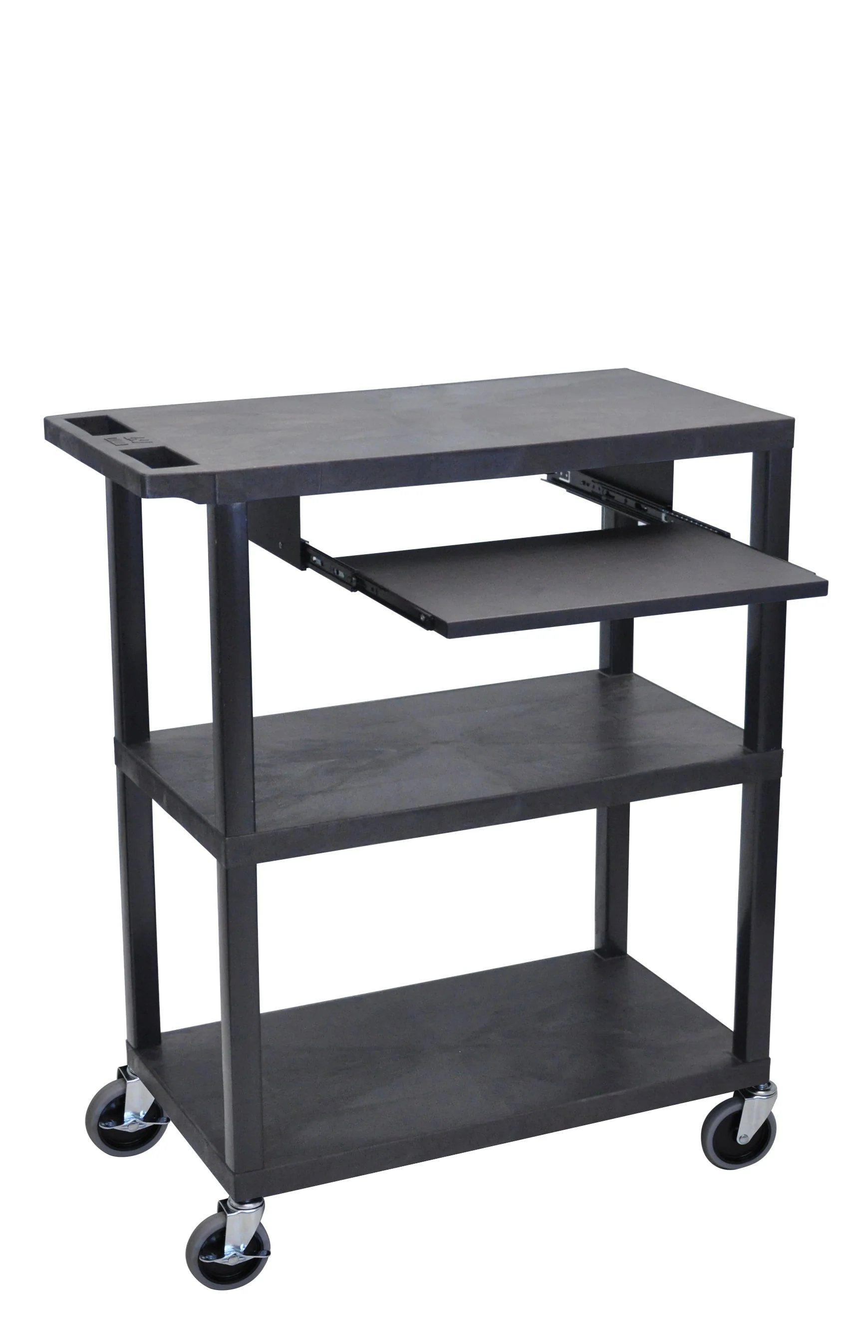 Luxor 3 Flat Shelves W/ Pullout Shelf Black Presentation Station