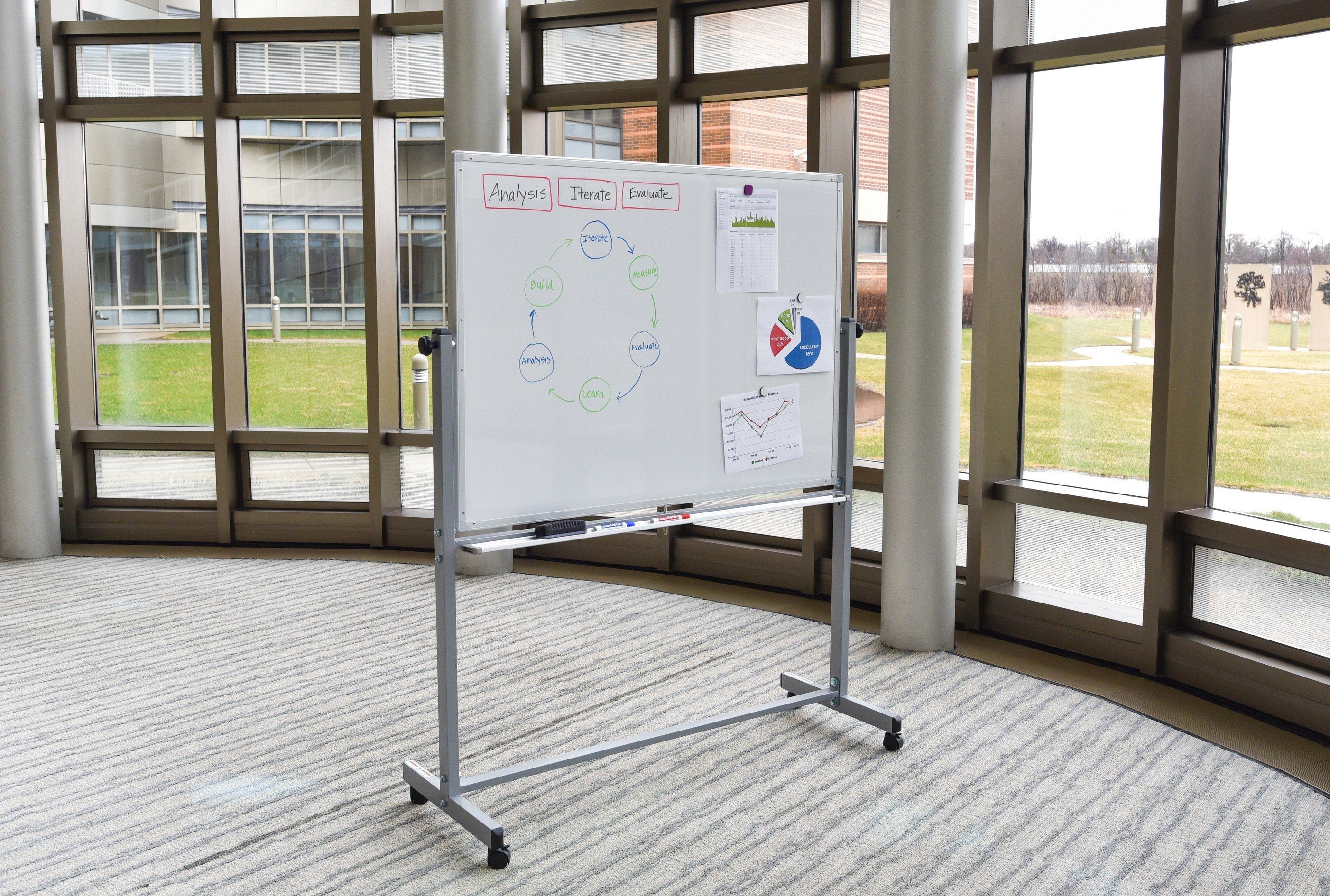 Luxor 48x36 Reversible Magnetic Whiteboard/ Whiteboard - Image 7