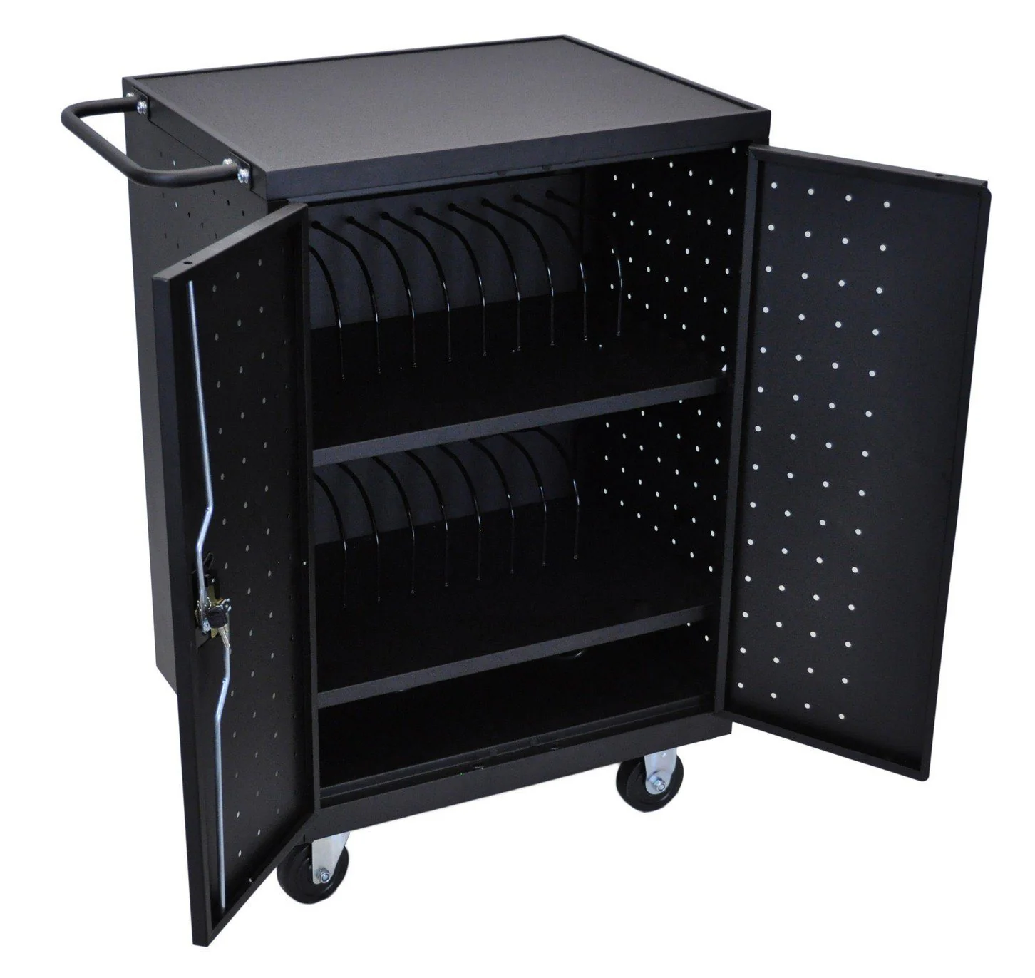 Luxor Black 24 Laptop Computer Charging Cart