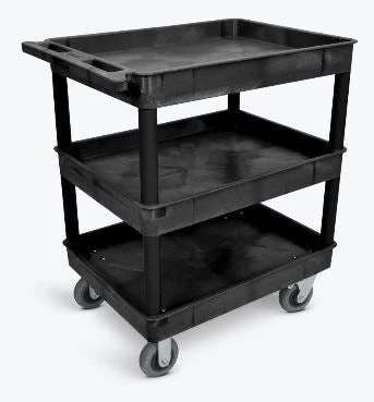 Luxor Black 24x32 3 Tub Cart W/ SP6 Casters
