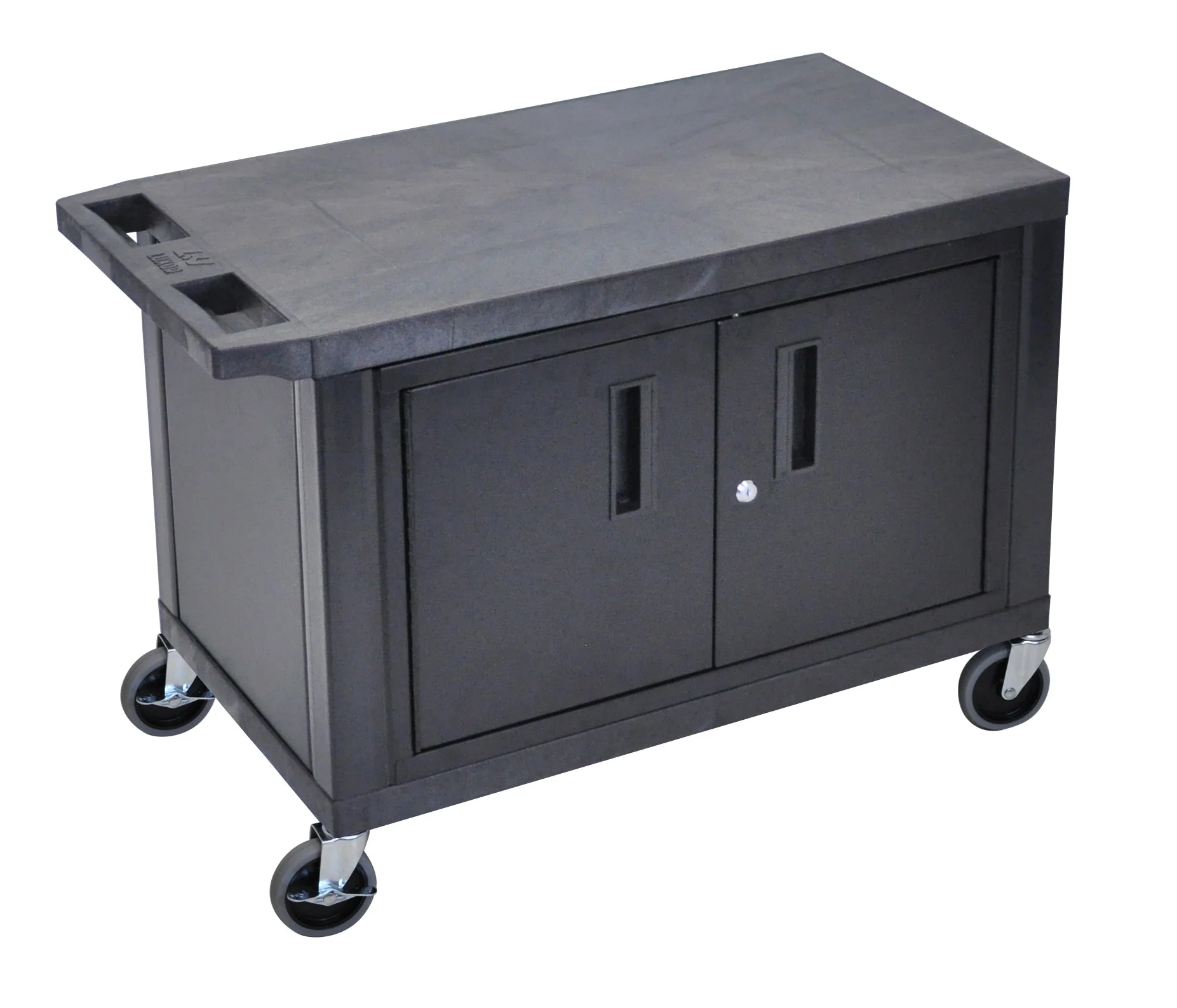 Luxor Black EC25C-B 18x32 Cart W/ 2 Shelves and Cabinet