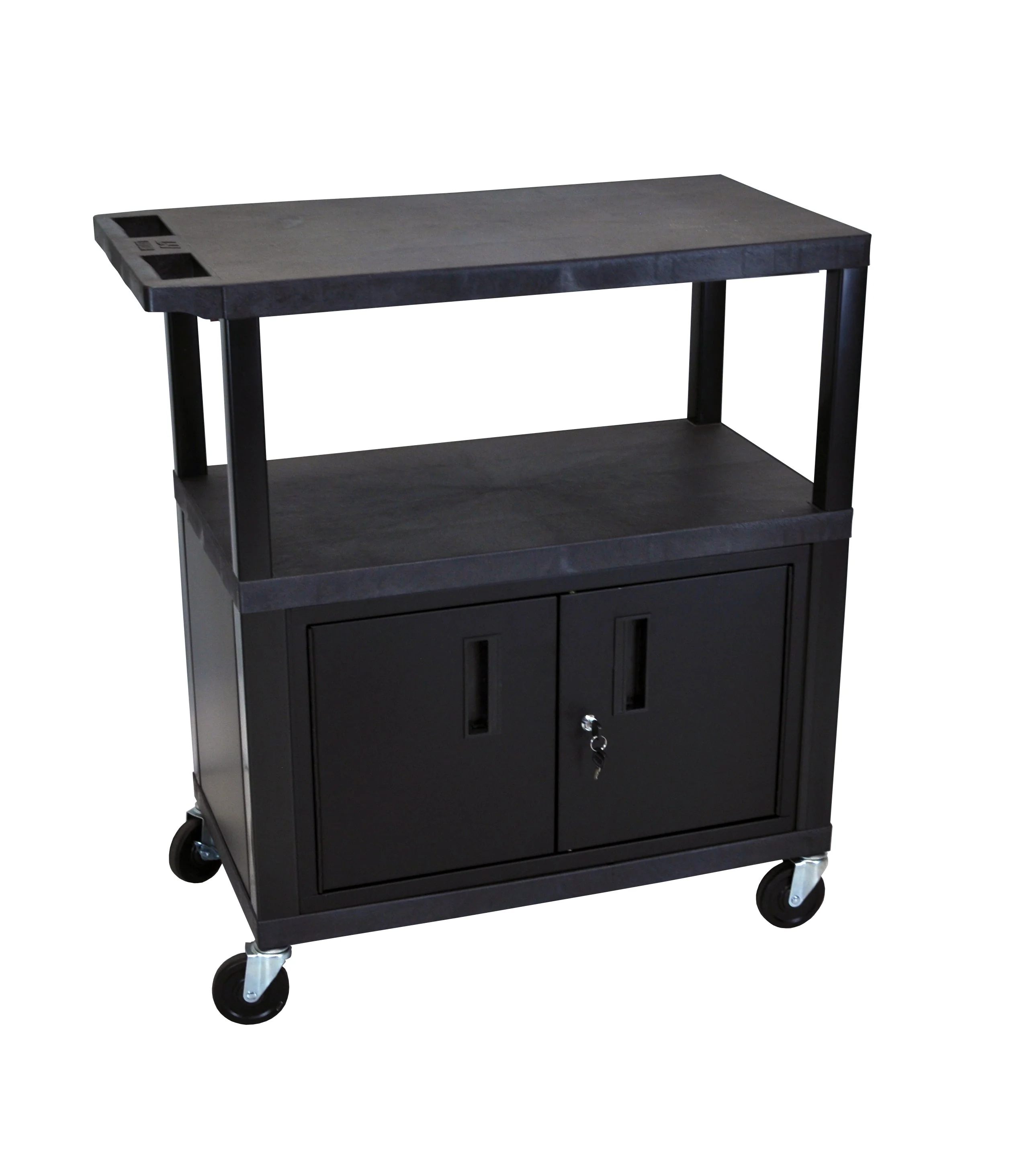 Luxor Black EC38C-B 18x32 Cart W/ 3 Shelves and Cabinet - Image 4