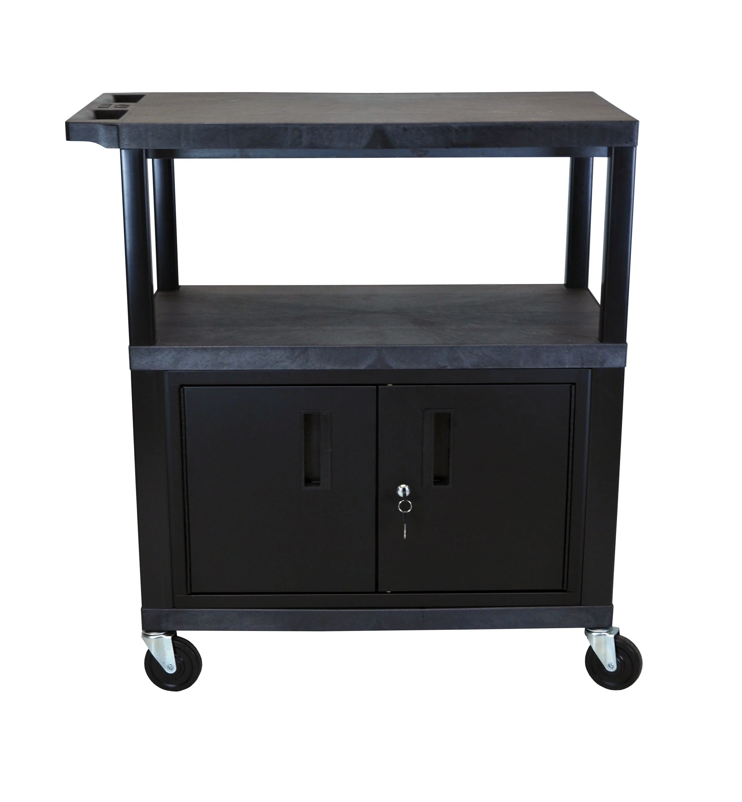 Luxor Black EC38C-B 18x32 Cart W/ 3 Shelves and Cabinet - Image 7