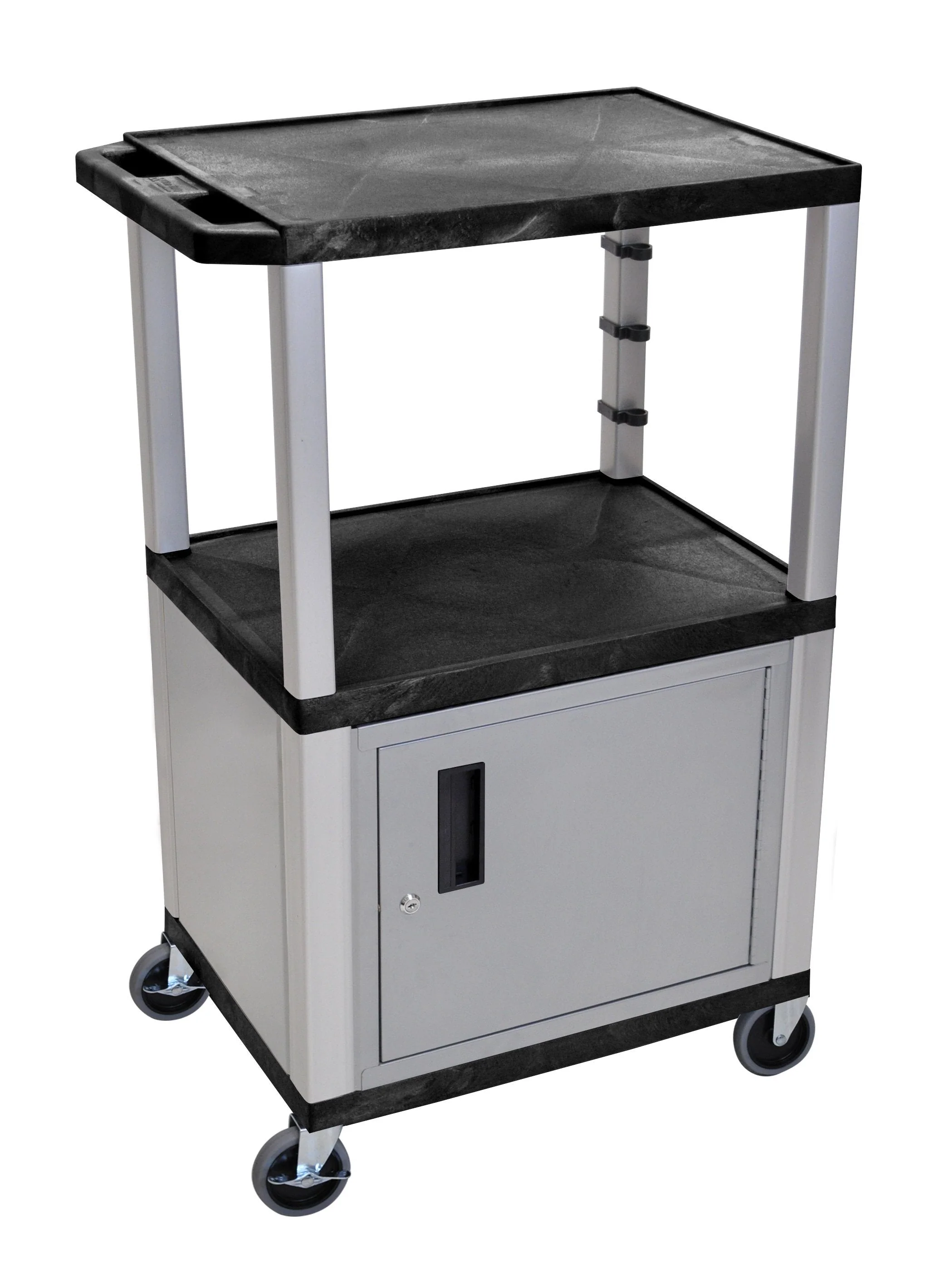 Luxor Black Tuffy 3 Shelf 42" AV Cart w/ Electric