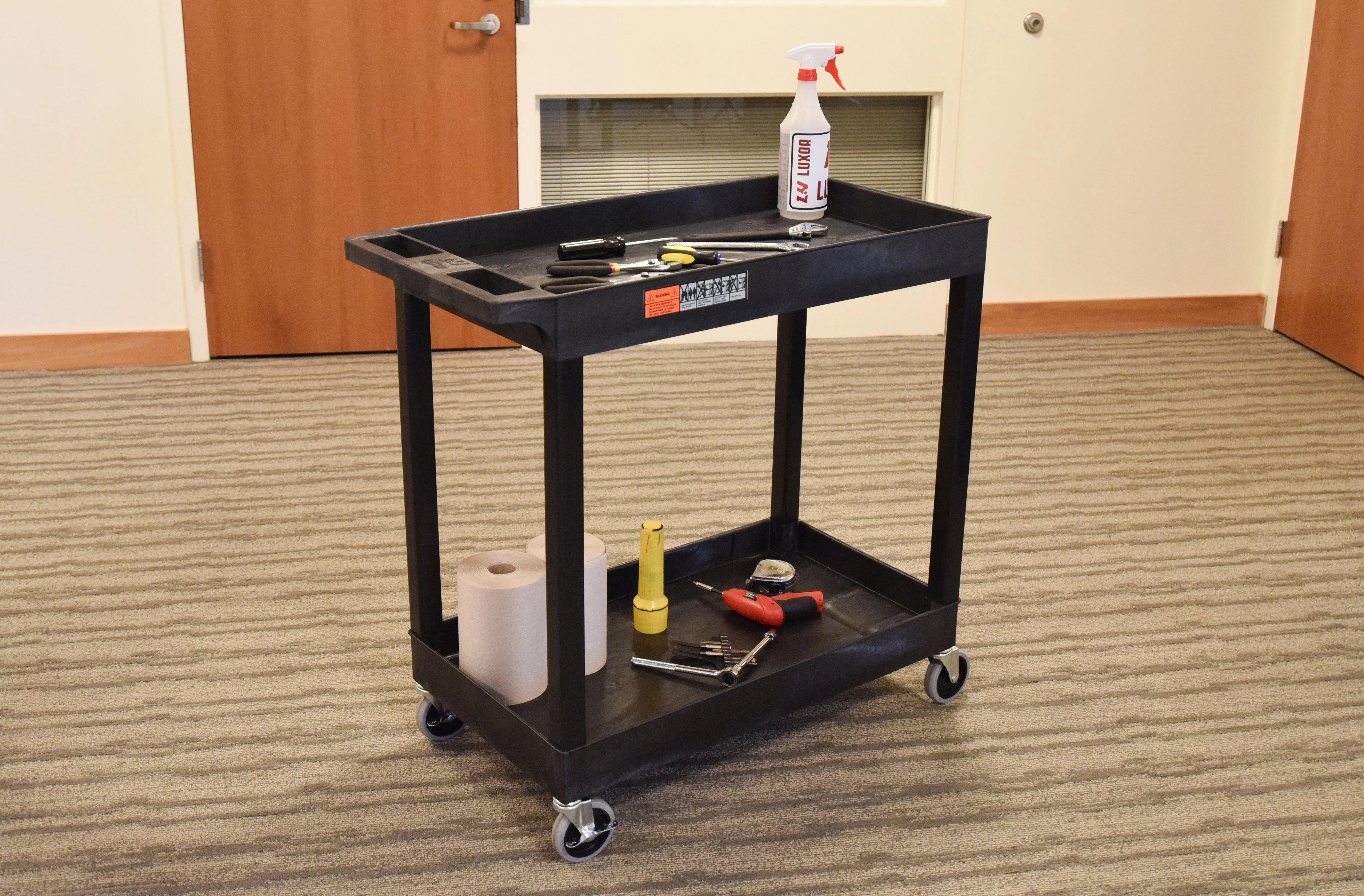 Luxor High Capacity 2 Tub Shelves Cart in Black - Image 10