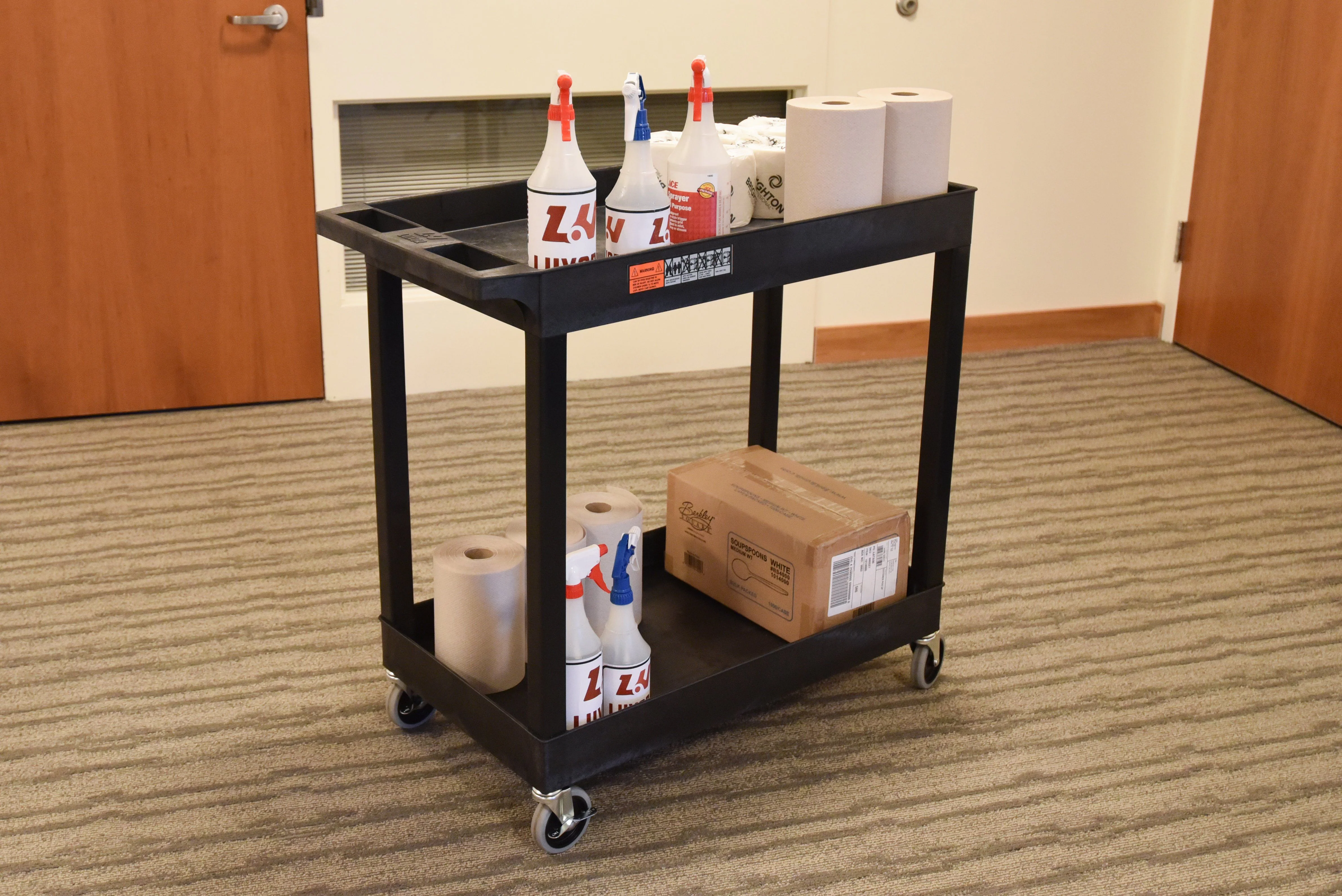 Luxor High Capacity 2 Tub Shelves Cart in Black - Image 2