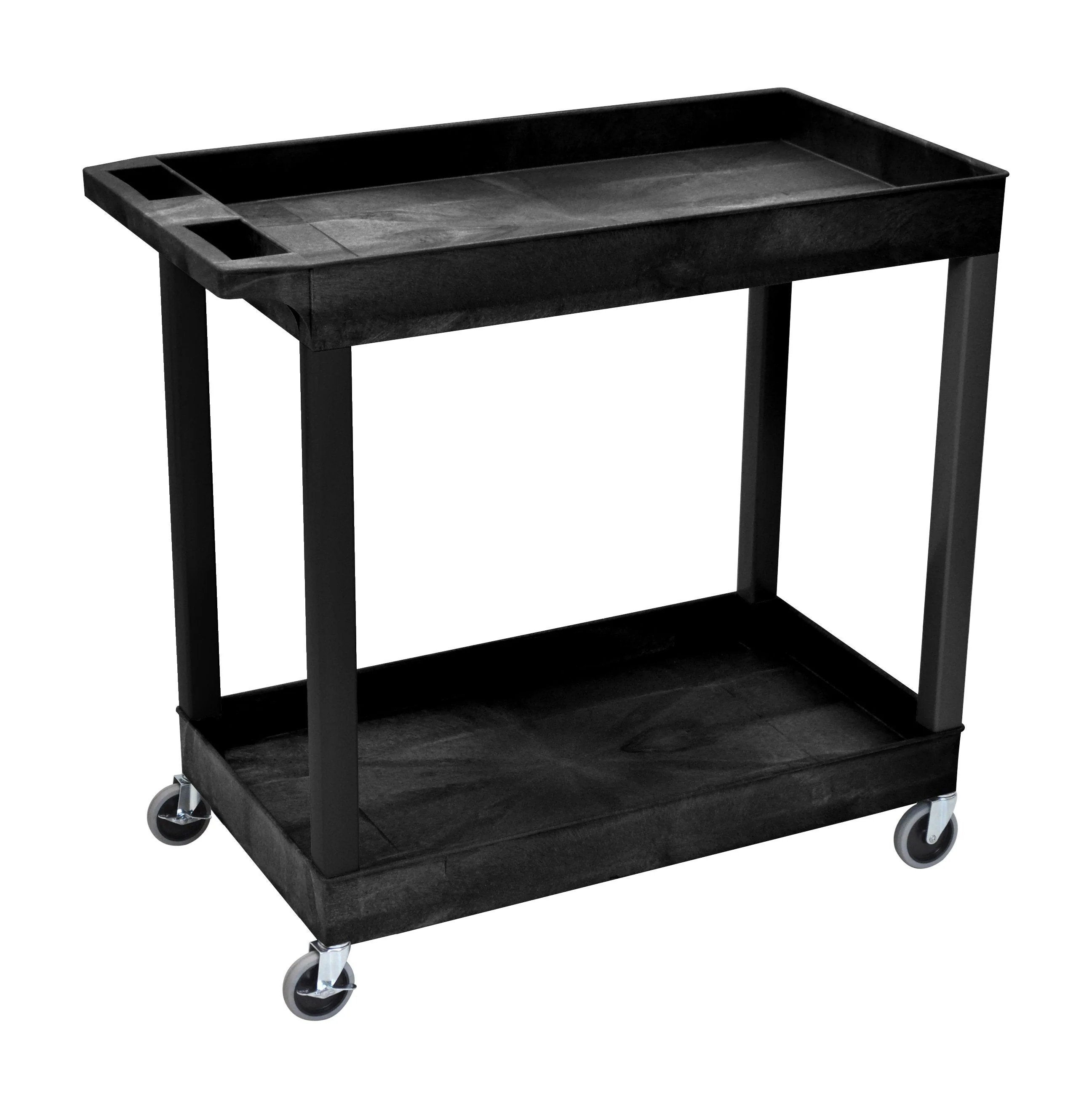 Luxor High Capacity 2 Tub Shelves Cart in Black - Image 4