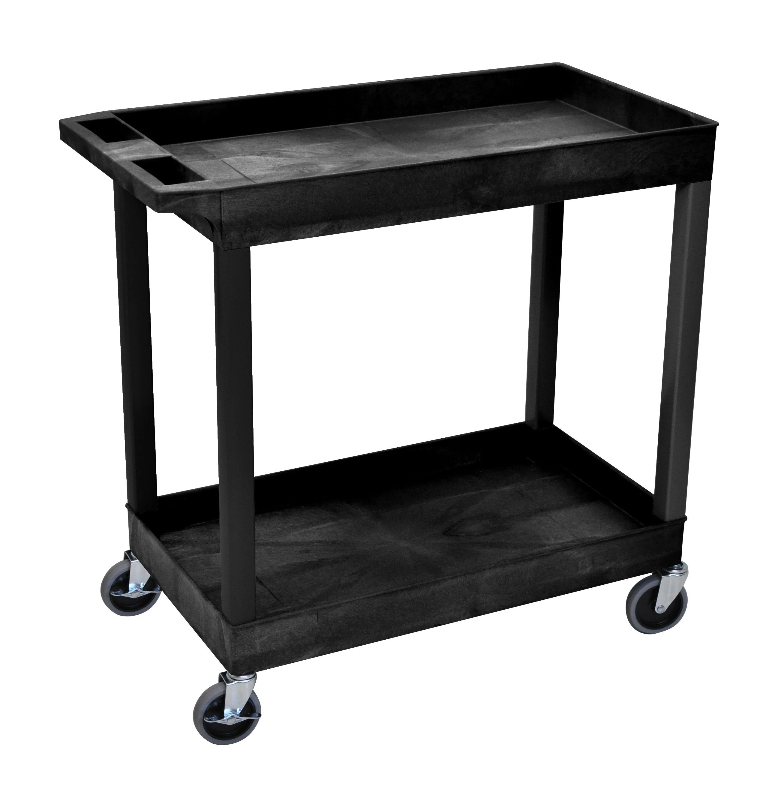 Luxor High Capacity 2 Tub Shelves Cart in Black - Image 7