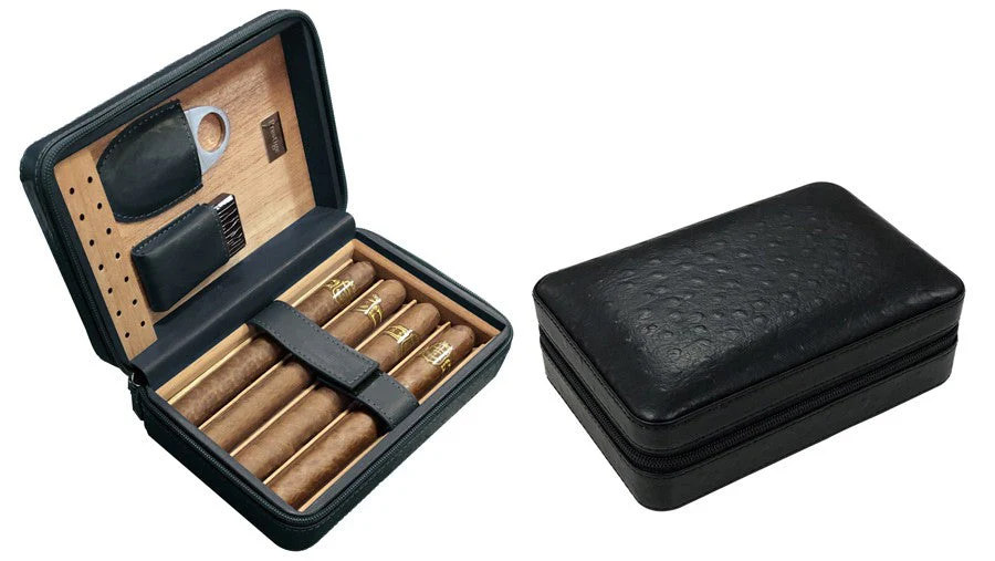 Prestige Import Group Manhattan Leather Travel Humidor Case with Cedar Lining, Accessories