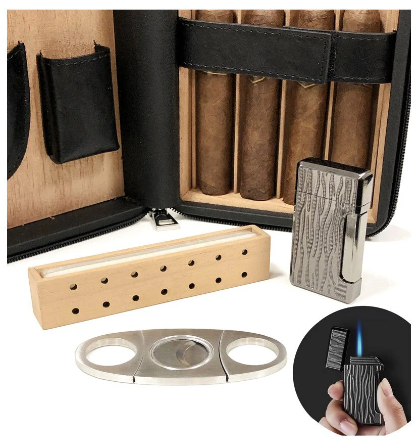 Prestige Import Group Manhattan Leather Travel Humidor Case with Cedar Lining, Accessories - Image 3