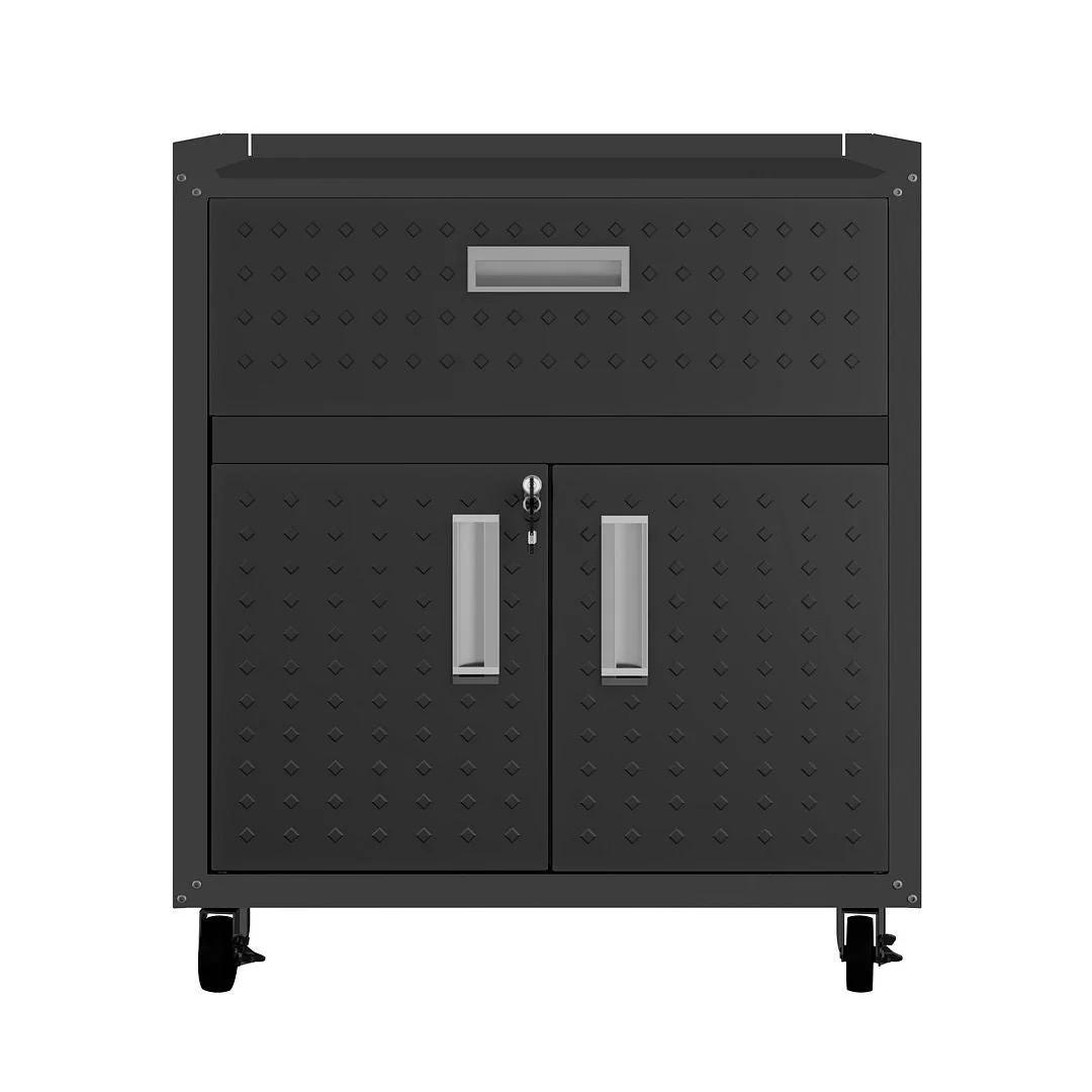 Manhattan Comfort Fortress Mobile Cabinet with Drawer and Shelves - Image 4