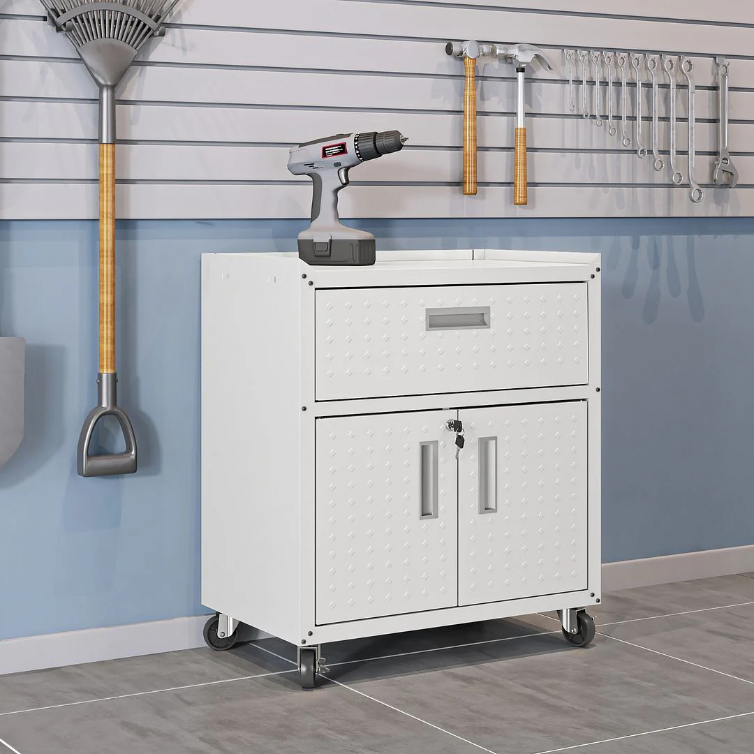 Manhattan Comfort Fortress Mobile Cabinet with Drawer and Shelves - Image 7
