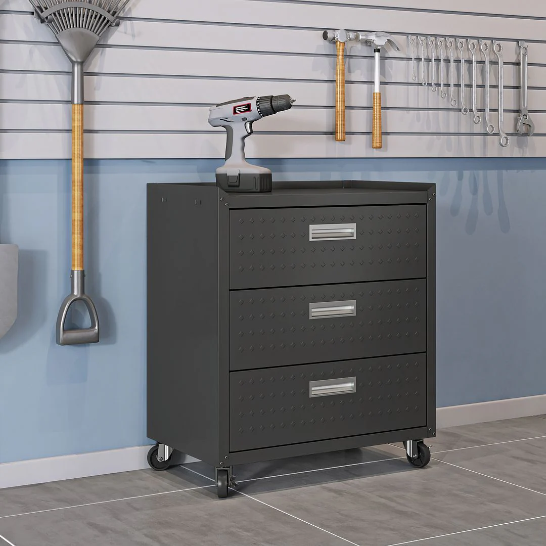Manhattan Comfort Fortress Mobile Cabinet with Drawers - Image 7