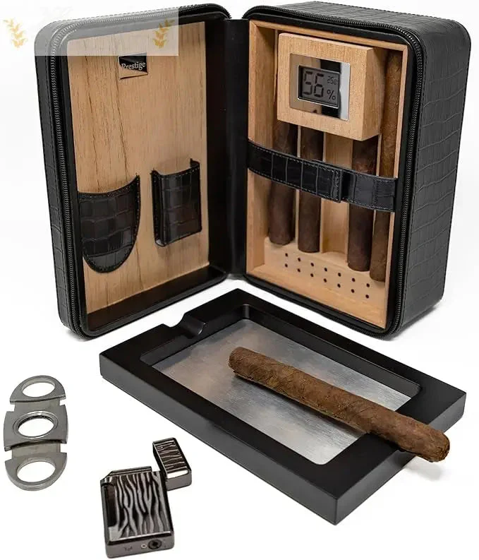 Prestige Import Group Manhattan XL Leather Travel Cigar Humidor Case with Accessories - Image 6