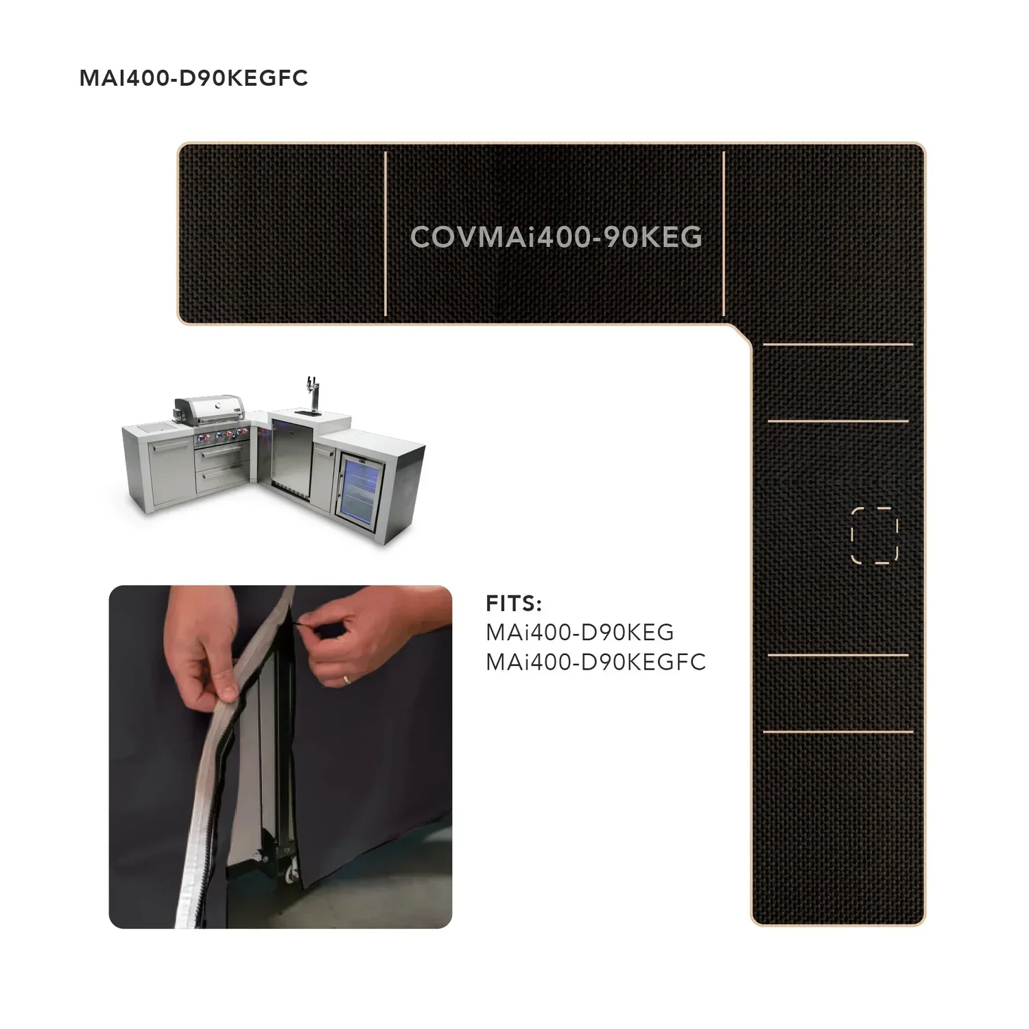 Mont Alpi 400 Series 90 Degree Corner Kegerator Grill Cover Black